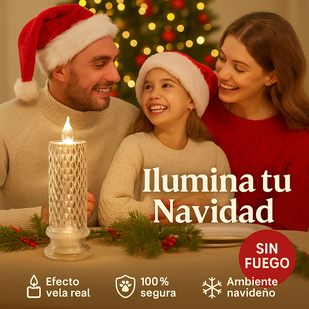 🔥40% OFF🔥 KIT X 3 Velas LED Navideña Sin Llama™— Brillo Mágico y Seguro para tu Hogar ✨