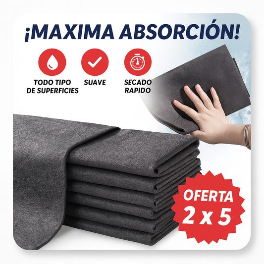 Paños Mágicos de Microfibra 2X5 – Limpieza sin rayas y sin químicos”